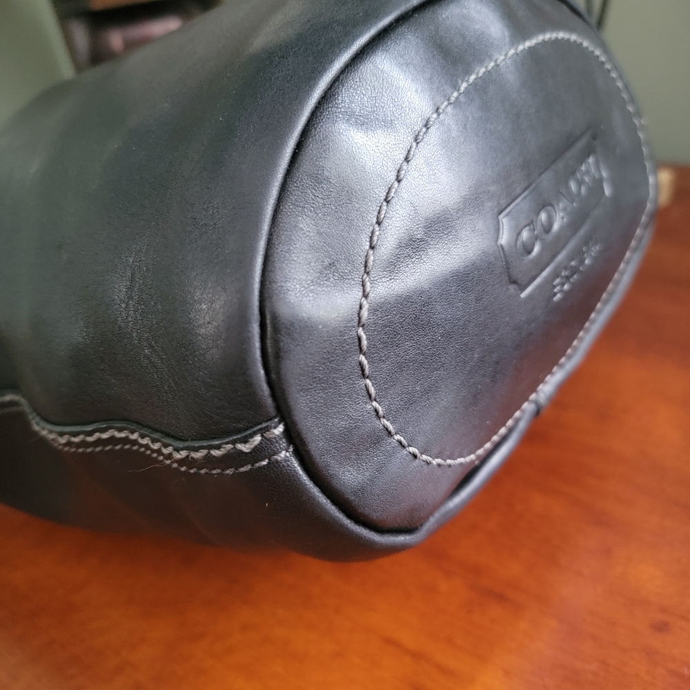 Coach 11422 Bleecker Tattersall Bucket Bag Black Vachetta Leather Purse Y2K - Picture 11 of 15
